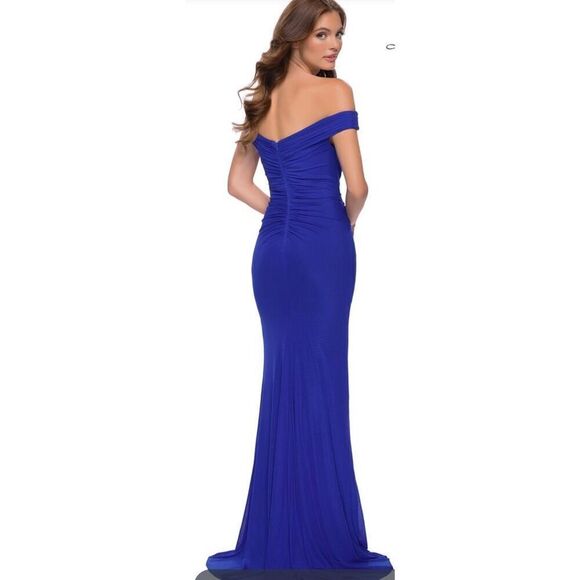 La Femme 29756 Off Shoulder Gown in Royal Blue NWOT Size 10 - Picture 2 of 5